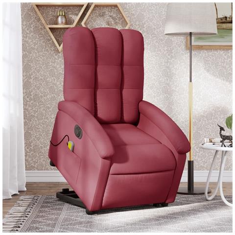 Poltrona Alzapersona Massaggiante Elettrica Rosso Vino Tessuto - Foto 2