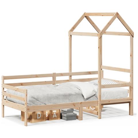 Dormeuse con Tetto 90x200 cm in Legno Massello di Pino - Foto 1