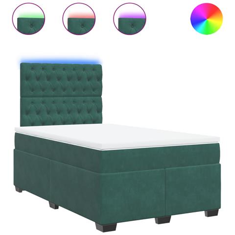 Giroletto a Molle con Materasso Verde Scuro 120x190 cm Velluto - Foto 1