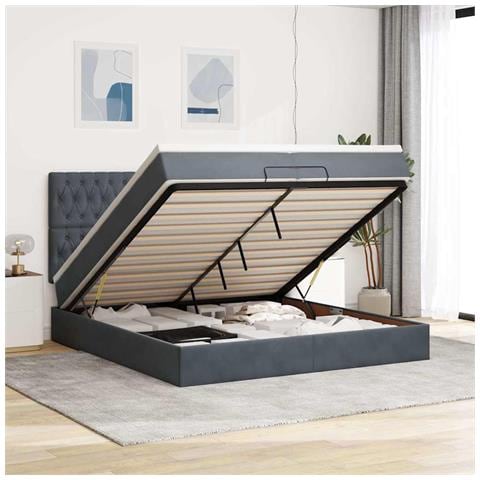 Struttura Letto Pouf con Materassi 200x200 cm Velluto - Foto 2
