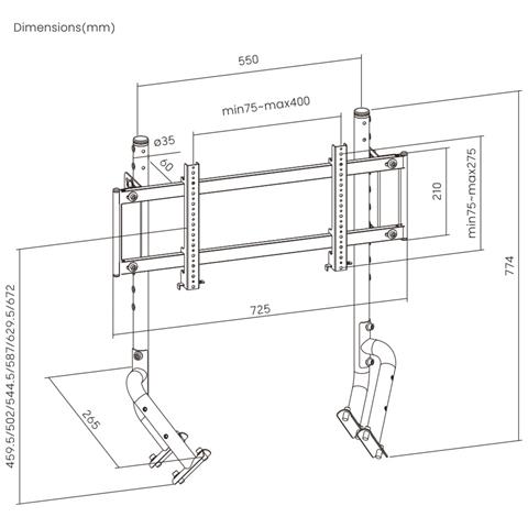 OP-R8-SMSB Supporti a parete per TV 144,8 cm (57") Scrivania Nero - Foto 2