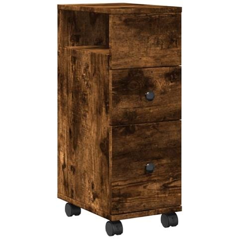 Mobile da Bagno Stretto con Ruote Rovere Fumo in Truciolato - Foto 1
