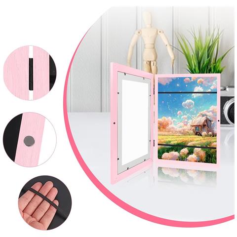 Cornice Per Foto A4 In Legno Rosa 32 X 24 Cm - Foto 2