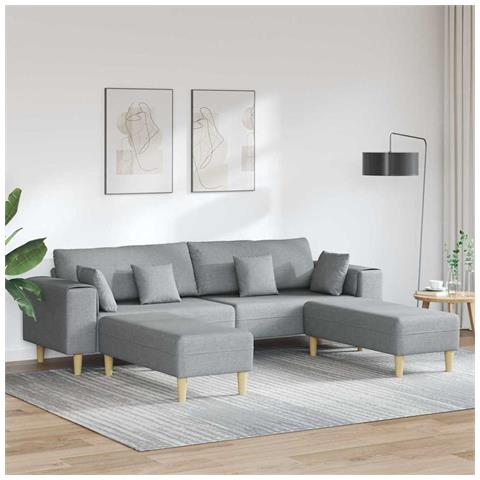 Divano in tessuto con cuscino 3 pcs Grigio chiaro 208 cm Tessuto - Foto 2