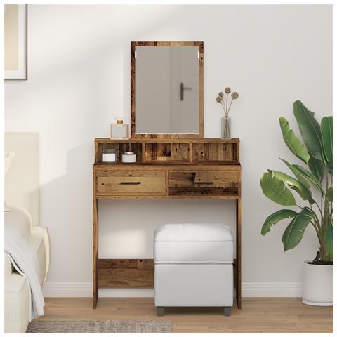 Tavolo da Trucco con Cassetti in Legno Antico 79x41x140 cm - Foto 2