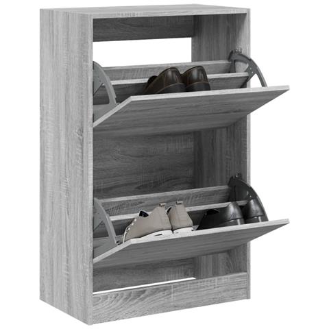 Scarpiera Grigio Sonoma 60x34x96,5 cm in Legno Multistrato - Foto 2