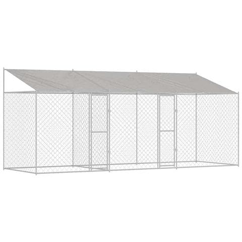 Gabbia per cani Argento 600 x 200 x 256 cm Acciaio zincato - Foto 1