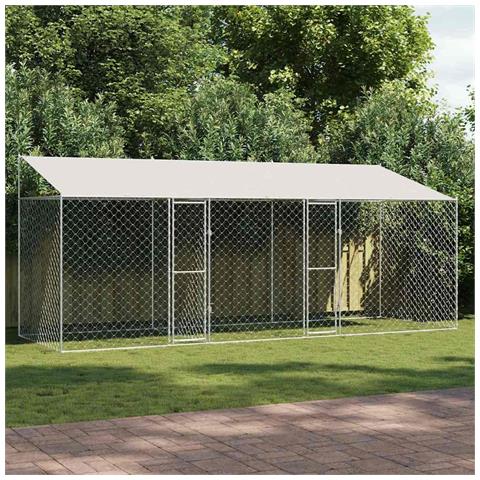 Gabbia per cani Argento 600 x 200 x 256 cm Acciaio zincato - Foto 2