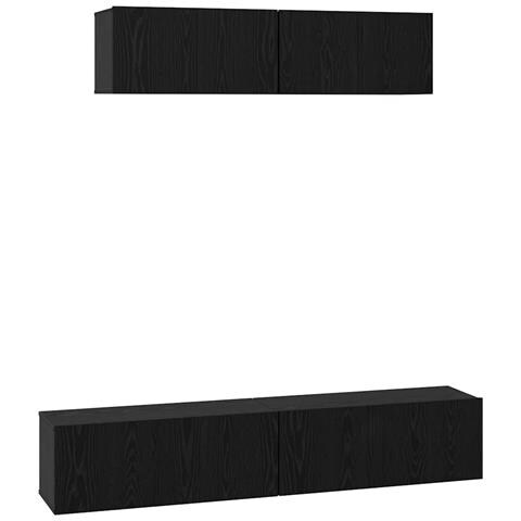 Mobile TV da Parete 4 pcs Rovere Nero Small 80 x 30 x 30.5 cm - Foto 1