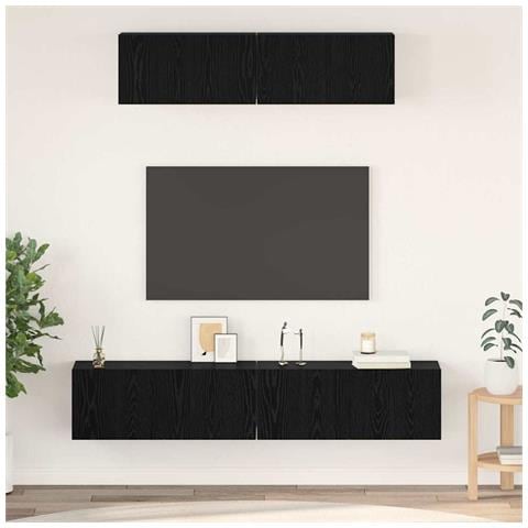 Mobile TV da Parete 4 pcs Rovere Nero Small 80 x 30 x 30.5 cm - Foto 2