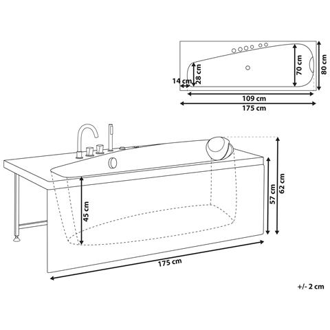 Vasca Idromassaggio Angolare Con Led Caura Lato Destro 175 X 80 Cm Bianco - Foto 4