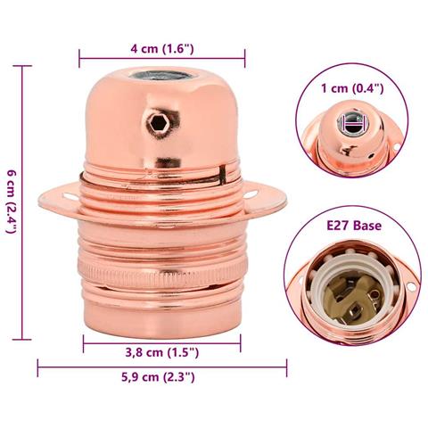 Portalampada 2 pz Oro Rosa E27 - Foto 7