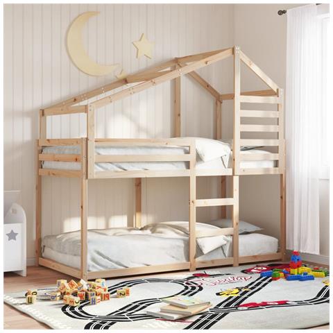 Letto a Castello senza Materasso 90x190 cm Legno di Pino - Foto 2