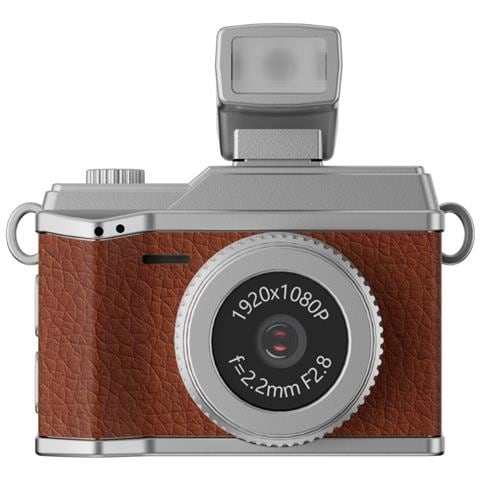 Mini Fotocamera Retrò Con Flash: Video Hd 1080p, Stile Vintage, Registratore Portatile Brown - Foto 7