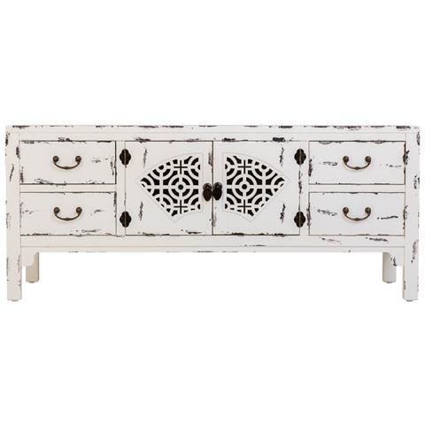 Mobile Basso In Legno Laccato Bianco, 4 Cassetti 2 Porte 120x40x50h Cm - Foto 2