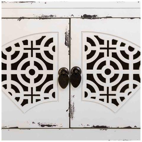 Mobile Basso In Legno Laccato Bianco, 4 Cassetti 2 Porte 120x40x50h Cm - Foto 8