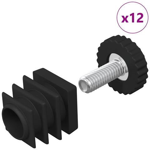 Livellatori per Mobili Regolabile 12 pcs Nero M6 PP - Foto 1