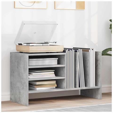 Mobile porta vinili Grigio cemento 78.5 x 35 x 45 cm - Foto 2