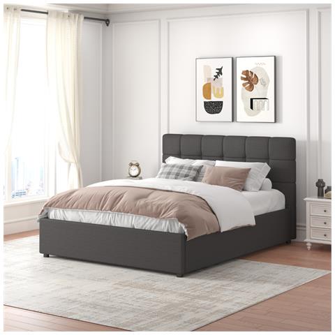 Santa Letto Con Scatola Di Deposito 160x200cm Velluto Grigio Scuro - Foto 6