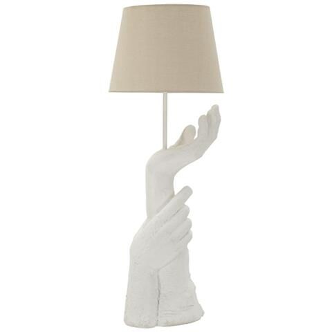 Lampada Da Tavolo Life In Poliresina Bianca Con Mani Scultoree Ø35x93 Cm - Foto 1