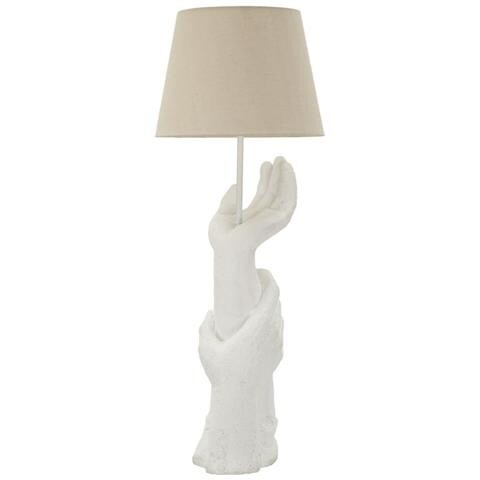 Lampada Da Tavolo Life In Poliresina Bianca Con Mani Scultoree Ø35x93 Cm - Foto 2