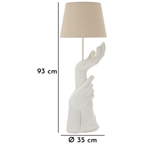 Lampada Da Tavolo Life In Poliresina Bianca Con Mani Scultoree Ø35x93 Cm - Foto 8