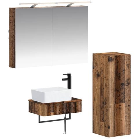 Set di Armadi da Bagno 4 pcs Legno antico 50 x 14,5 x 70 cm - Foto 1