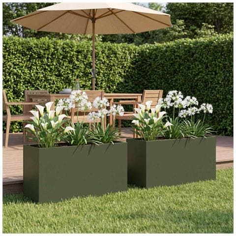 Vaso da giardino 2 pz Verde Oliva 80 x 40 x 50 cm - Foto 2