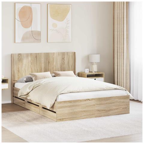 Struttura del letto con stoccaggio e testata Rovere Sonoma - Foto 10