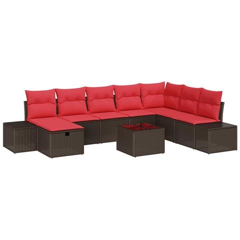 Set Divano da Giardino 9 pz Marrone polyrattan - Foto 1