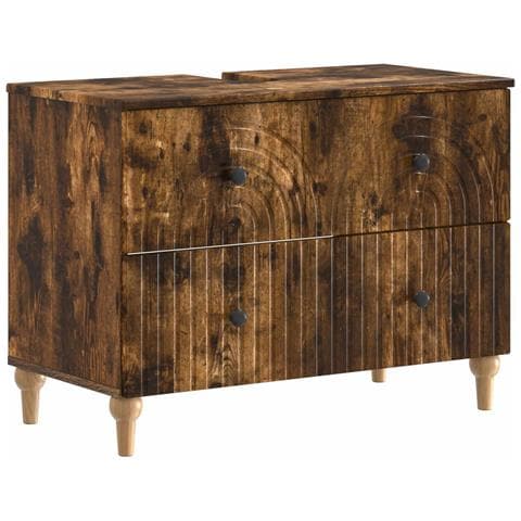 Armadio per Lavabo da Bagno ALKMAAR Rovere Fumo 82 x 41 x 59 cm - Foto 1