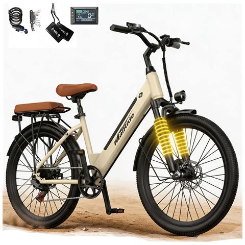 Bici Elettrica Per Adulti 250w, E-bike 36v 13ah, Bicicletta Elettrica Urbana Con 7 Velocità E Portapacchi - Foto 1