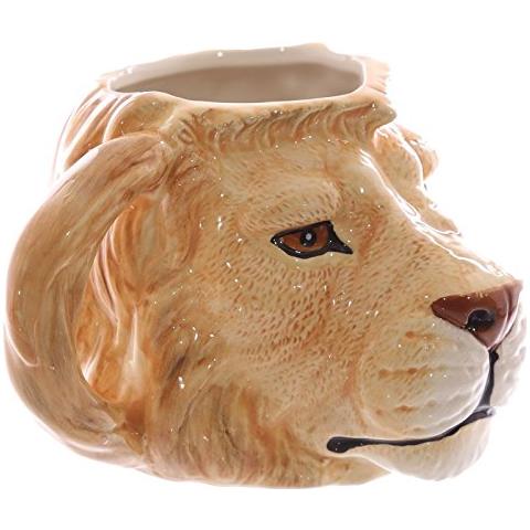 Mug212 Design-tazza Con Testa Di Leone, In Ceramica, Colore: Beige / bianco - Foto 2