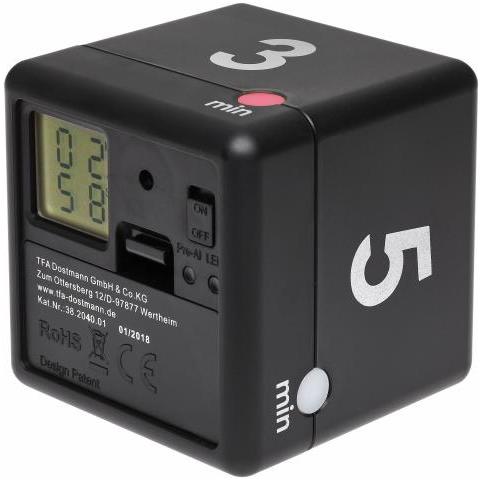 Timer Digitale Cube, Plastica, Nero, 6 x 6 x 6 cm - Foto 2