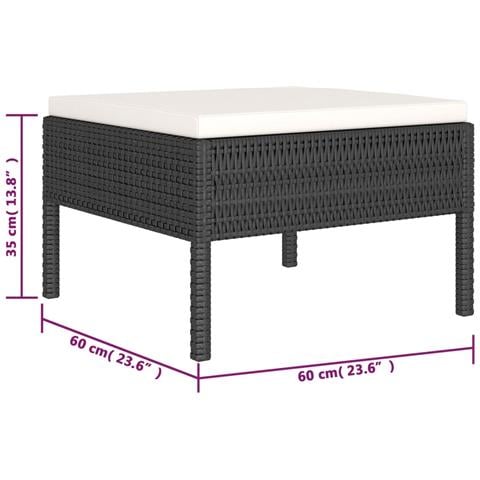 Set Divani da Giardino 6 pz con Cuscini in Polyrattan Nero - Foto 2