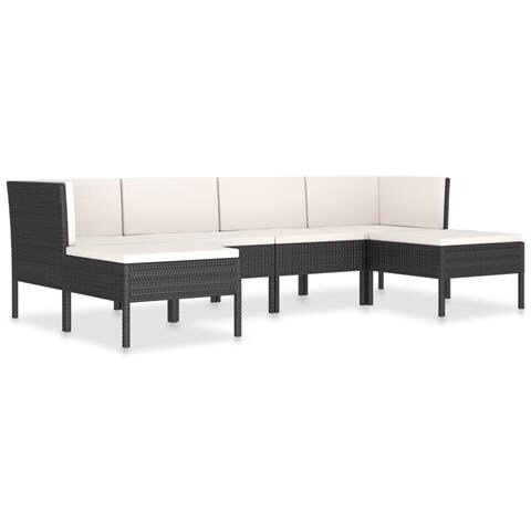 Set Divani da Giardino 6 pz con Cuscini in Polyrattan Nero - Foto 1