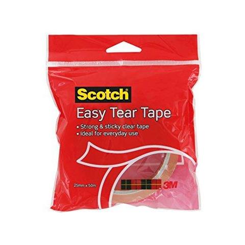 Scotch Facile Tear Tape Clear Nastro Adesivo Confezione Da 1 Rotolo 25 Mm X 50 M - Foto 1
