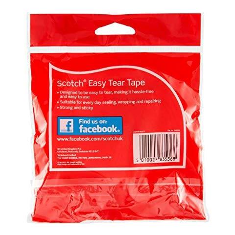 Scotch Facile Tear Tape Clear Nastro Adesivo Confezione Da 1 Rotolo 25 Mm X 50 M - Foto 3