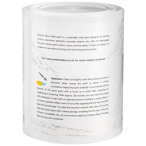Chalk Paint Bianca | 1l | Vernice Per Legno | Pittura Gesso Opaca Lavabile | Perfetta Per Ristrutturazione Di Mobili Decorazione E Decoupage | Possibile Effetto Gradiente E Strofinamento - Foto 2