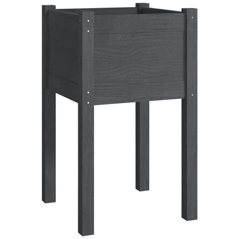 Fioriera Da Giardino Grigia 40x40x70 Cm In Legno Di Pino - Foto 2