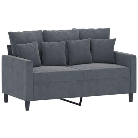 Divano A 2 Posti Grigio Scuro 120 Cm In Velluto - Foto 2