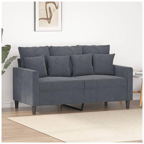 Divano A 2 Posti Grigio Scuro 120 Cm In Velluto - Foto 1