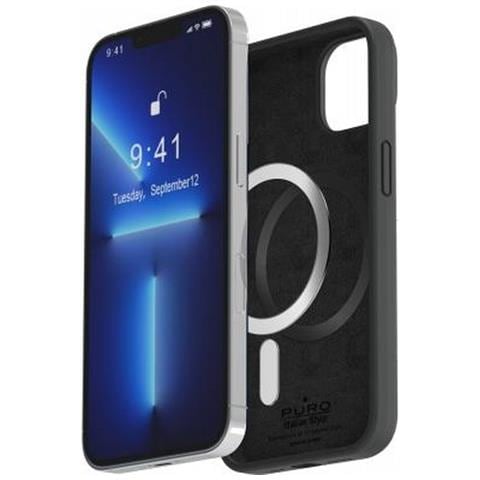Cover Icon In Silicone Per Iphone 14 Compatibile Con Magsafe, Nero - Foto 1