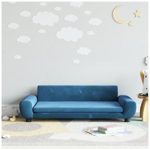 Divano Per Bambini Blu 100x54x33 Cm In Velluto - Foto 1