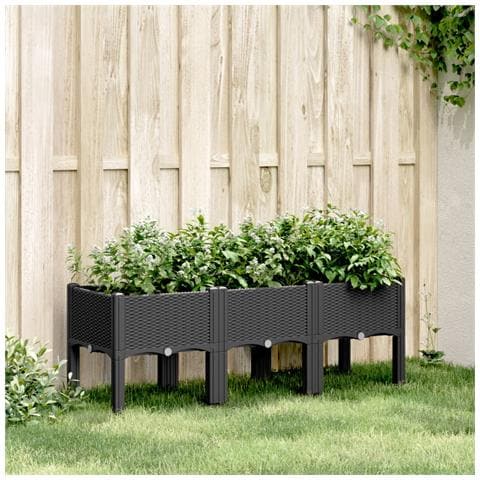 Fioriera Da Giardino Con Gambe Nera 120x40x42 Cm In Pp - Foto 1