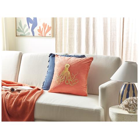 Cuscino Decorativo Laminaria Cotone 45 X 45 Cm Corallo - Foto 1