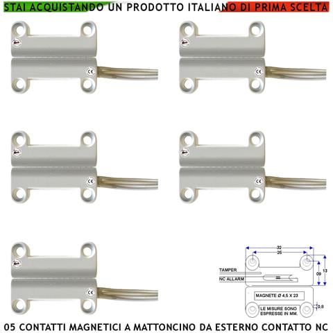 Contatto Magnetico A Mattoncino Da Esterno 5 Pezzi Per Allarme Infissi Contatto Reed Nc Sottovuoto Sensibilità Magneti - Foto 1