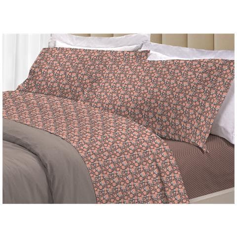 Completo Lenzuola Letto 100% Cotone Made Italy 3027 Disegno Provenza Matrimoniale Marrone - Foto 1