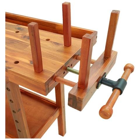 Banco Lavoro Cassetti E Morse 124x52x83cm Legno Massello Acacia - Foto 2