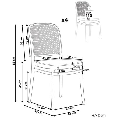 Sedia Da Pranzo Set Di 4 Beige Plose - Foto 7